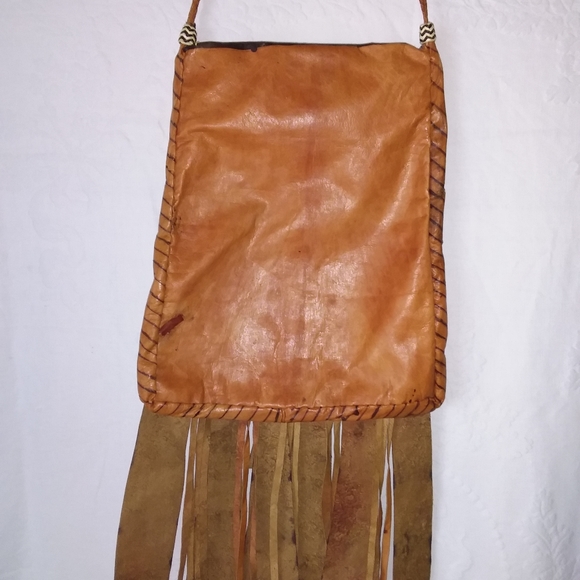Vintage African tribal leather hippie bag - Picture 4 of 7
